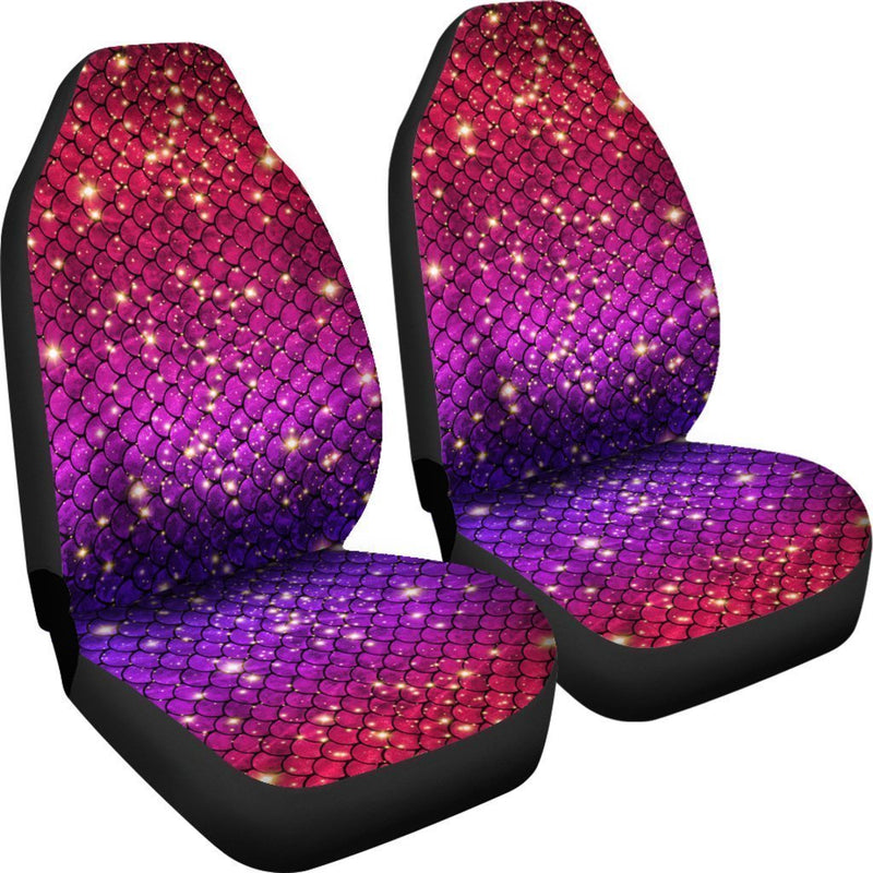 Sparkly Pink & Purple Mermaid Scale Car Seat Cover (Set Of 2)