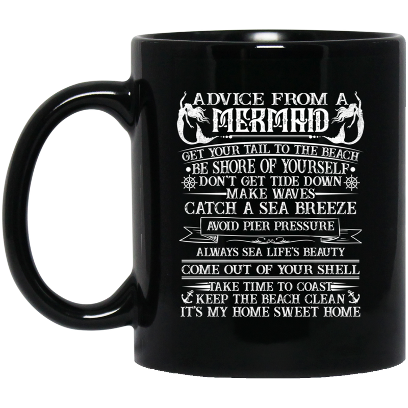 Mermaid Coffee Mug Advice From A Mermaid Starfish Seashell Funny 11oz - 15oz Black Mug