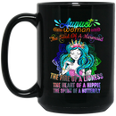 Mermaid Coffee Mug August Woman The Soul Of A Mermaid The Heart Of A Hippie Butterfly 11oz - 15oz Black Mug