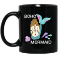 Mermaid Coffee Mug Boho Mermaid 11oz - 15oz Black Mug