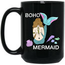 Mermaid Coffee Mug Boho Mermaid 11oz - 15oz Black Mug