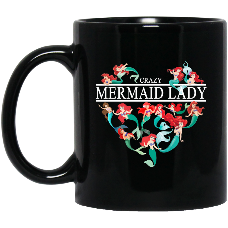 Mermaid Coffee Mug Crazy Mermaid Lady Heart 11oz - 15oz Black Mug