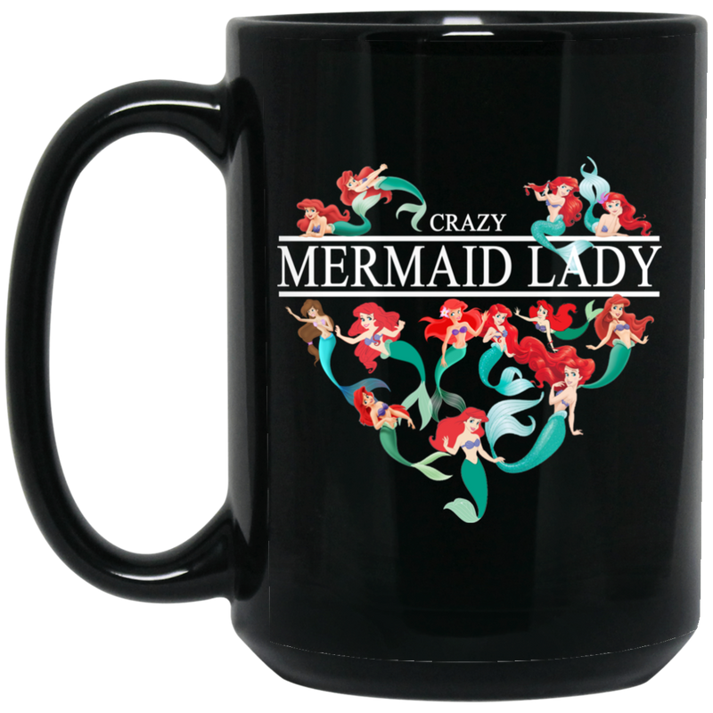 Mermaid Coffee Mug Crazy Mermaid Lady Heart 11oz - 15oz Black Mug