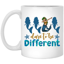 Mermaid Coffee Mug Dare To Be Different Mermaid Dabbing Starfish Funny 11oz - 15oz White Mug