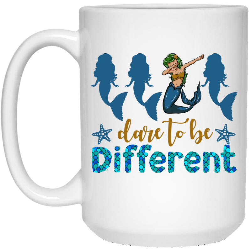 Mermaid Coffee Mug Dare To Be Different Mermaid Dabbing Starfish Funny 11oz - 15oz White Mug