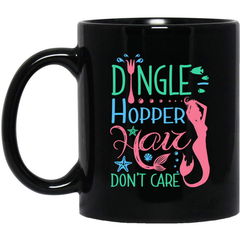 Mermaid Coffee Mug Dingle Hopper Hair Don't Care Mermaid Starfish Seashell 11oz - 15oz Black Mug