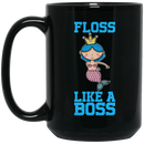 Mermaid Coffee Mug Floss Like A Boss Cute Mermaid Art 11oz - 15oz Black Mug