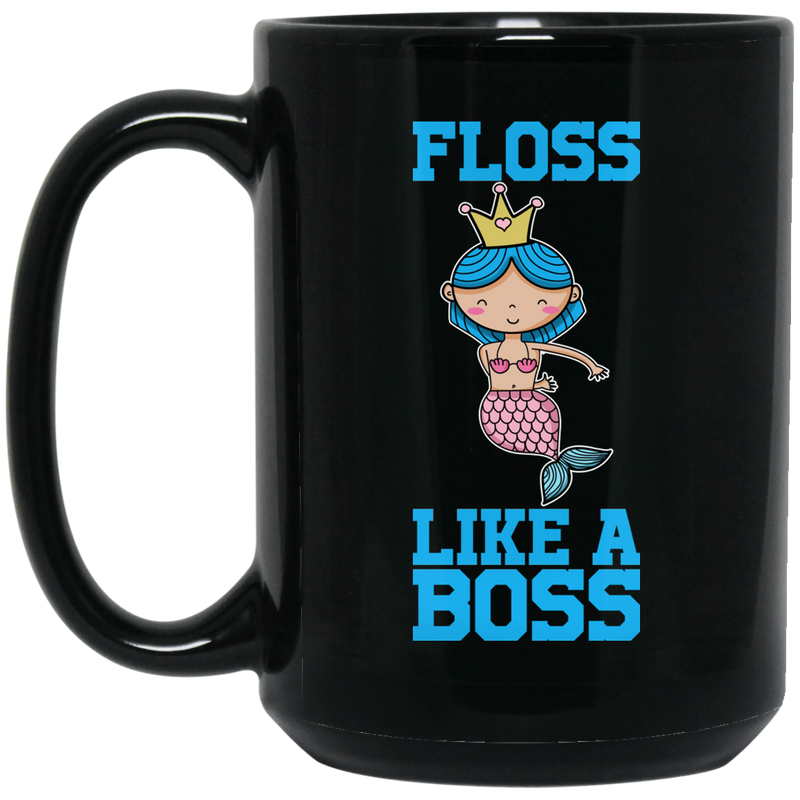 Mermaid Coffee Mug Floss Like A Boss Cute Mermaid Art 11oz - 15oz Black Mug