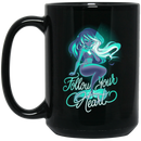 Mermaid Coffee Mug Follow Your Heart Mermaid 11oz - 15oz Black Mug