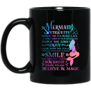Mermaid Coffee Mug Galaxy Colorful Mermaid Design With Etiquette Smile Believe In Magic  11oz - 15oz Black Mug