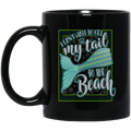 Mermaid Coffee Mug I Can't Wait To Get My Tail To The Beach Card Shape For Mermaid Lovers 11oz - 15oz Black Mug