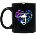 Mermaid Coffee Mug I'm A Mermaidaholic Heart Shape For Girls Who Love Mermaid 11oz - 15oz Black Mug