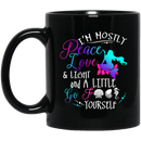 Mermaid Coffee Mug I'm Mostly Peace Love & Light And A Little Go Fish For Travelling Gifts 11oz - 15oz Black Mug