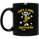 Mermaid Coffee Mug Just A Girl Who Love Mermaids Sunflowers Mermaid 11oz - 15oz Black Mug