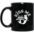 Mermaid Coffee Mug Kiss Me I'm An Irish Mermaid Costume For Women Girls 11oz - 15oz Black Mug