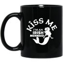 Mermaid Coffee Mug Kiss Me I'm An Irish Mermaid Costume For Women Girls 11oz - 15oz Black Mug