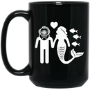 Mermaid Coffee Mug Love Of Mermaid And Diver For Love Mermaid 11oz - 15oz Black Mug