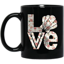 Mermaid Coffee Mug Love Seashell Flowers Love Mermaid Letter 11oz - 15oz Black Mug
