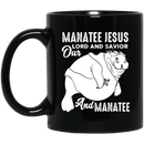 Mermaid Coffee Mug Manatee Jesus Our Lord And Savior And Manatee for Christian Gifts 11oz - 15oz Black Mug