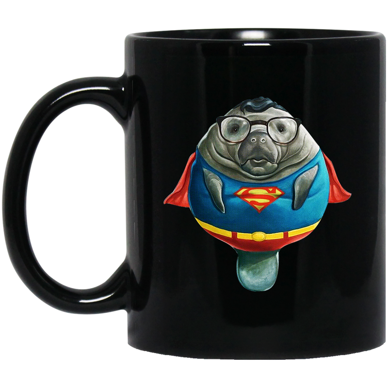 Mermaid Coffee Mug Manatee Super Man 11oz - 15oz Black Mug