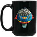Mermaid Coffee Mug Manatee Super Man 11oz - 15oz Black Mug