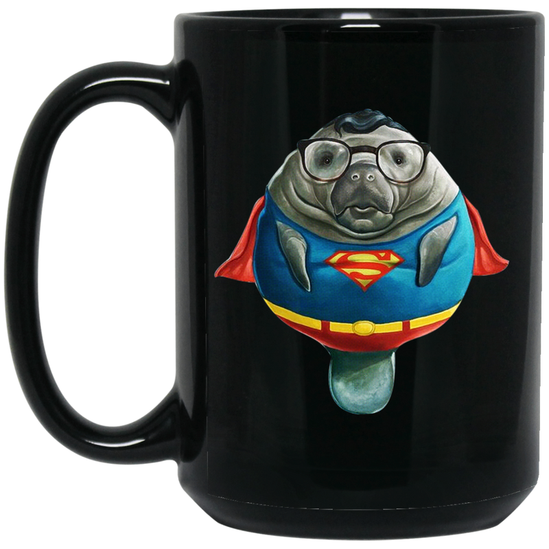 Mermaid Coffee Mug Manatee Super Man 11oz - 15oz Black Mug