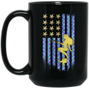 Mermaid Coffee Mug Mermaid American Flag 4th Of July Starfish Scales 11oz - 15oz Black Mug