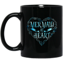 Mermaid Coffee Mug Mermaid At Heart Blue Shells Mermaids Gift For Girls Women 11oz - 15oz Black Mug