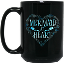 Mermaid Coffee Mug Mermaid At Heart Blue Shells Mermaids Gift For Girls Women 11oz - 15oz Black Mug