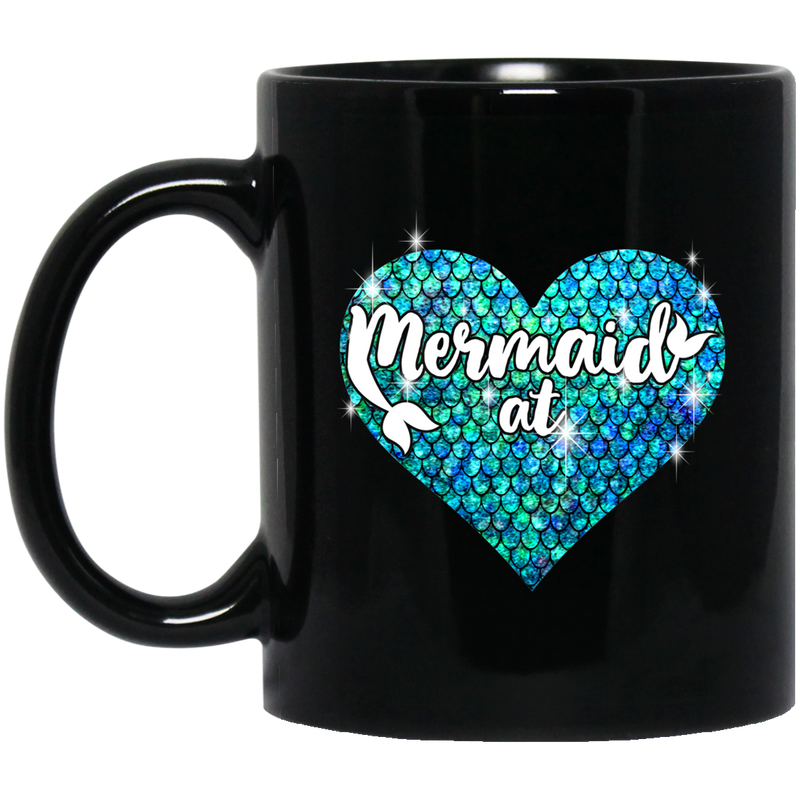 Mermaid Coffee Mug Mermaid At Heart Scales Sprinkle Funny Mug for Mermaids 11oz - 15oz Black Mug