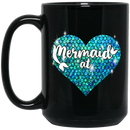 Mermaid Coffee Mug Mermaid At Heart Scales Sprinkle Funny Mug for Mermaids 11oz - 15oz Black Mug