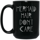 Mermaid Coffee Mug Mermaid Hair Don't Care Starfish Graphic Funny Mermaids 11oz - 15oz Black Mug