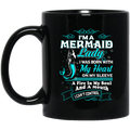 Mermaid Coffee Mug Mermaid Lady Was Born With Heart On Sleeve A Fire In Soul And A Mouth 11oz - 15oz Black Mug