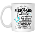 Mermaid Coffee Mug Mermaid Lady Was Born With Heart On Sleeve A Fire In Soul And A Mouth 11oz - 15oz White Mug