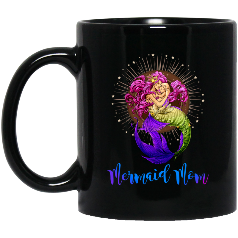 Mermaid Coffee Mug Mermaid Mom And Her Little Mermaid For Mother Day Gift 11oz - 15oz Black Mug