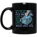 Mermaid Coffee Mug Mermaid She Dreams Of The Ocean Late At Night Funny 11oz - 15oz Black Mug