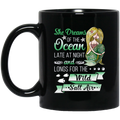 Mermaid Coffee Mug Mermaid She Dreams Of The Ocean Late At Night Funny 11oz - 15oz Black Mug