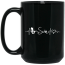 Mermaid Coffee Mug Mermaids Swim Heartbeat Mermaid Swimming Sign 11oz - 15oz Black Mug