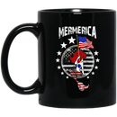 Mermaid Coffee Mug Mermerica Mermaid Handle American Flag In Hand 11oz - 15oz Black Mug