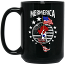 Mermaid Coffee Mug Mermerica Mermaid Handle American Flag In Hand 11oz - 15oz Black Mug