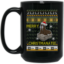 Mermaid Coffee Mug Merry Christmas Manatee 11oz - 15oz Black Mug