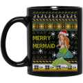 Mermaid Coffee Mug Merry Christmas Mermaid 11oz - 15oz Black Mug