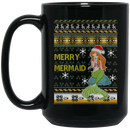 Mermaid Coffee Mug Merry Christmas Mermaid 11oz - 15oz Black Mug