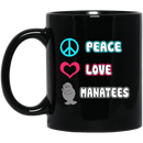 Mermaid Coffee Mug Peace Love Manatees For Funny  11oz - 15oz Black Mug