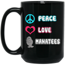 Mermaid Coffee Mug Peace Love Manatees For Funny  11oz - 15oz Black Mug