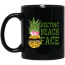 Mermaid Coffee Mug Resting Beach Cute Pineapple Flower Glasses Funny 11oz - 15oz Black Mug
