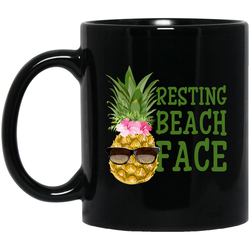 Mermaid Coffee Mug Resting Beach Cute Pineapple Flower Glasses Funny 11oz - 15oz Black Mug