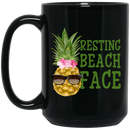 Mermaid Coffee Mug Resting Beach Cute Pineapple Flower Glasses Funny 11oz - 15oz Black Mug
