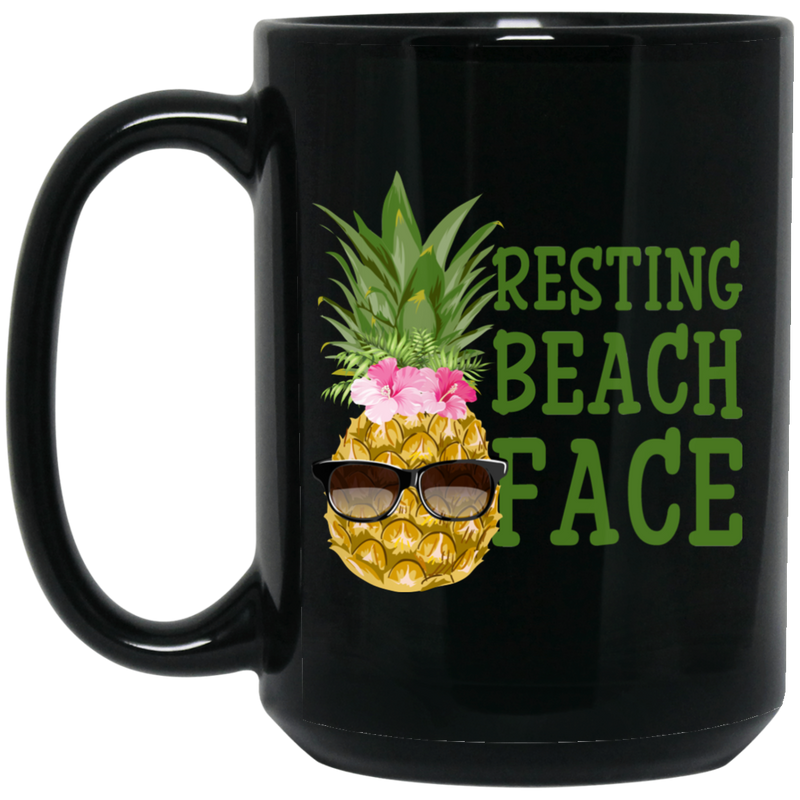 Mermaid Coffee Mug Resting Beach Cute Pineapple Flower Glasses Funny 11oz - 15oz Black Mug