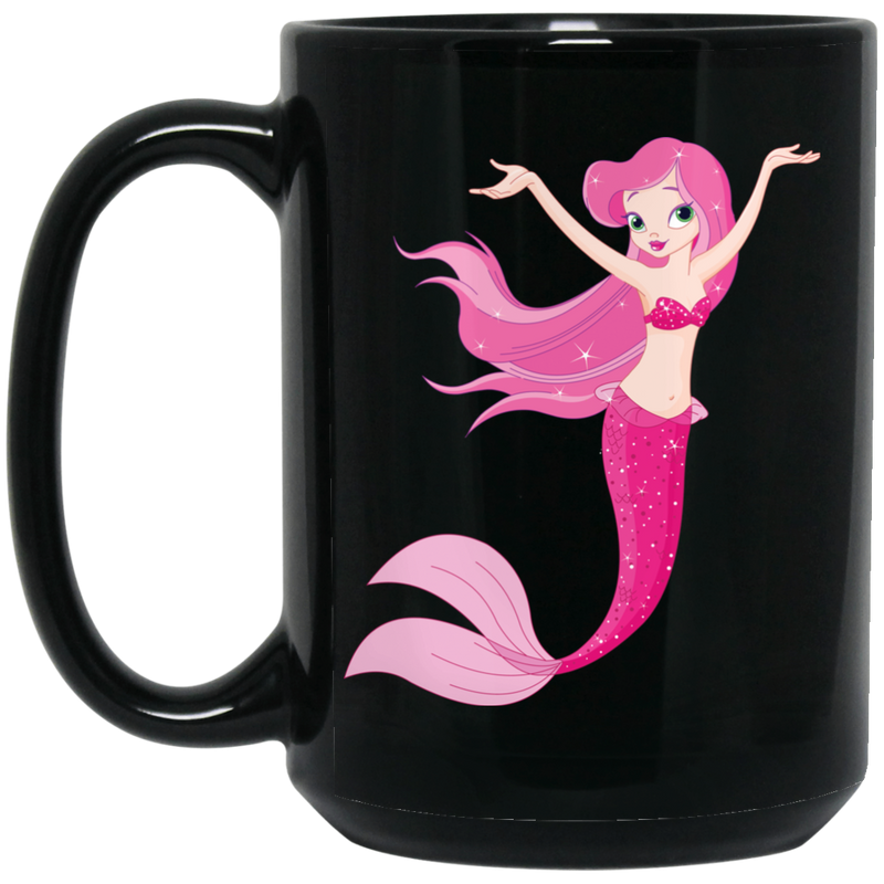 Mermaid Coffee Mug Rose Mermaid 11oz - 15oz Black Mug